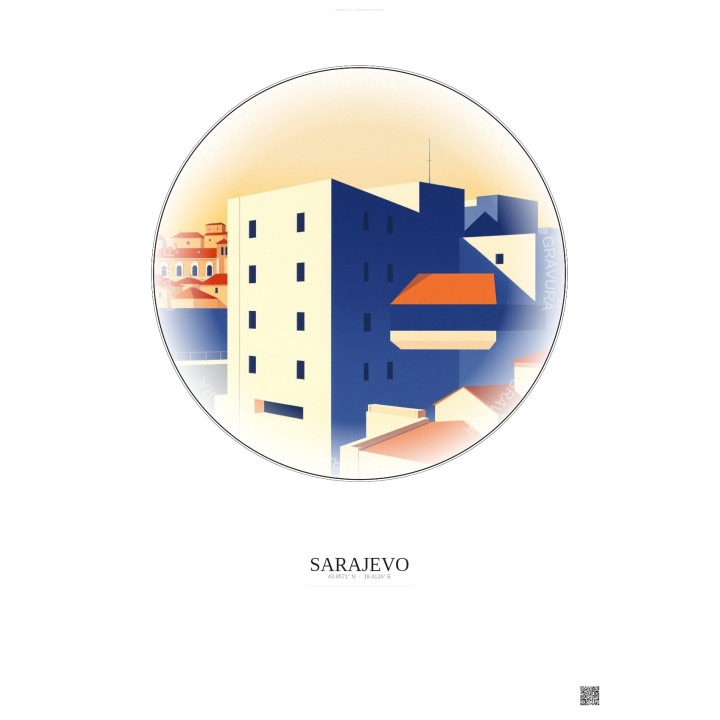 Affiche Sarajevo – Poster illustration vintage – War Childhood Museum | Gravura – Fond clair