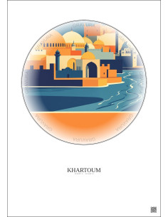 Affiche Khartoum – Poster illustration vintage – Khartoum | Gravura – Fond clair 2