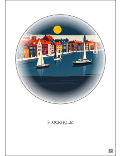 Stockholm Vintage Travel Poster – Stockholm | Gravura – Light background 2