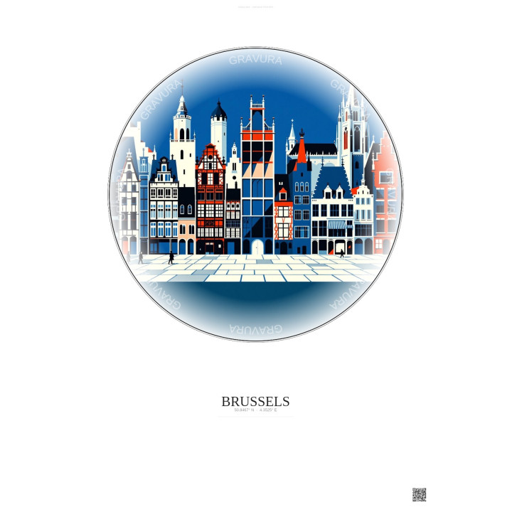 Affiche Brussels – Poster illustration vintage – Brussels | Gravura – Fond clair