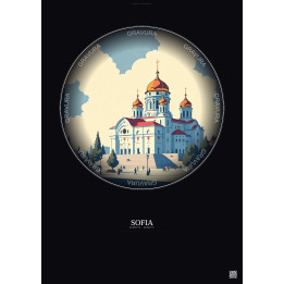 Affiche Sofia – Poster illustration vintage – Alexander Nevsky Cathedral | Gravura – Fond foncé