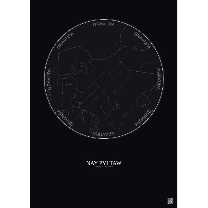 Affiche Nay Pyi Taw – Poster carte de ville 2.5km | Gravura – Fond foncé