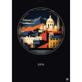 Affiche Sofia – Poster illustration vintage – Sofia | Gravura – Fond foncé