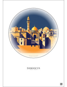 Damascus Vintage Travel Poster – Damascus | Gravura – Light background 2