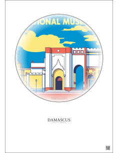 Damascus Vintage Travel Poster – National Museum In Damascus | Gravura – Light background 2