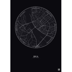 Affiche Riga – Poster carte de ville 2.5km | Gravura – Fond foncé