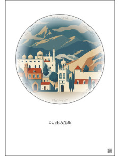 Dushanbe Vintage Travel Poster – Dushanbe | Gravura – Light background 2