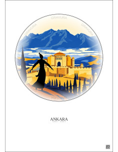 Affiche Ankara – Poster illustration vintage – Ankara | Gravura – Fond clair 2