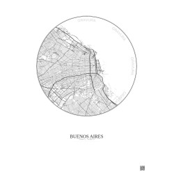 Affiche Buenos Aires – Poster carte de ville 10km | Gravura – Fond clair
