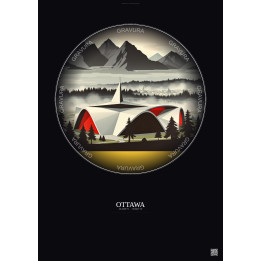 Ottawa Vintage Travel Poster – Canadian Tire Centre | Gravura – Dark background