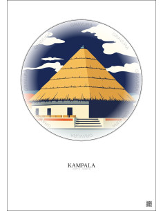 Affiche Kampala – Poster illustration vintage – Kasubi Tombs | Gravura – Fond clair 2