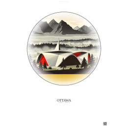 Ottawa Vintage Travel Poster – Canadian Tire Centre | Gravura – Light background