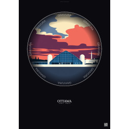Ottawa Vintage Travel Poster – National Gallery Of Canada | Gravura – Dark background