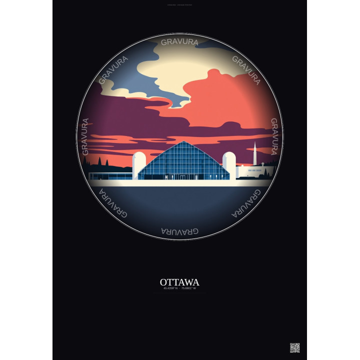 Ottawa Vintage Travel Poster – National Gallery Of Canada | Gravura – Dark background