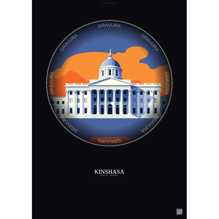 Kinshasa Vintage Travel Poster – Palace Of The Nation | Gravura 