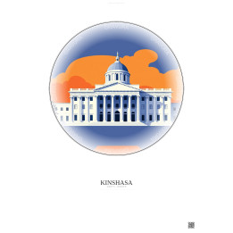 Kinshasa Vintage Travel Poster – Palace Of The Nation | Gravura – Light background