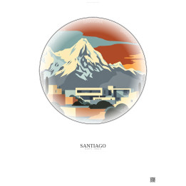 Santiago Vintage Travel Poster – Chilean Museum Of Pre Columbian Art | Gravura – Light background