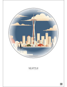 Seattle Vintage Travel Poster – Seattle | Gravura – Light background 2