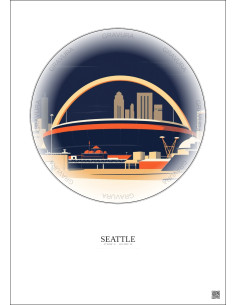 Seattle Vintage Travel Poster – Lumen Field | Gravura – Light background 2