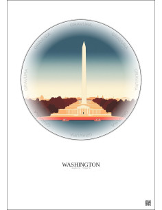 Washington Vintage Travel Poster – Famous Viewpoint Of Washington | Gravura – Light background 2