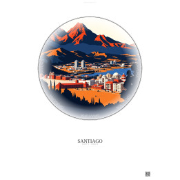 Affiche Santiago – Poster illustration vintage – Santiago | Gravura – Fond clair