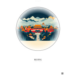 Beijing Vintage Travel Poster – Historic Old Town Of Beijing | Gravura – Light background