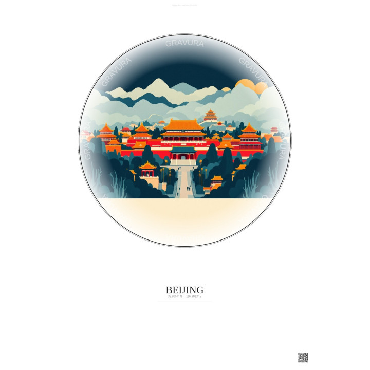 Beijing Vintage Travel Poster – Historic Old Town Of Beijing | G