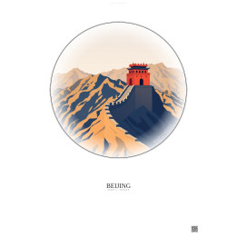 Beijing Vintage Travel Poster – Most Iconic Landmark Of Beijing | Gravura – Light background