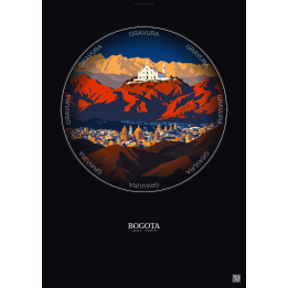 Affiche Bogota – Poster illustration vintage – Famous Viewpoint Of Bogota | Gravura – Fond foncé