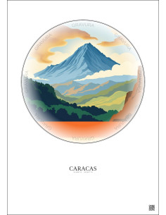 Caracas Vintage Travel Poster – Avila Mountain | Gravura – Light background 2