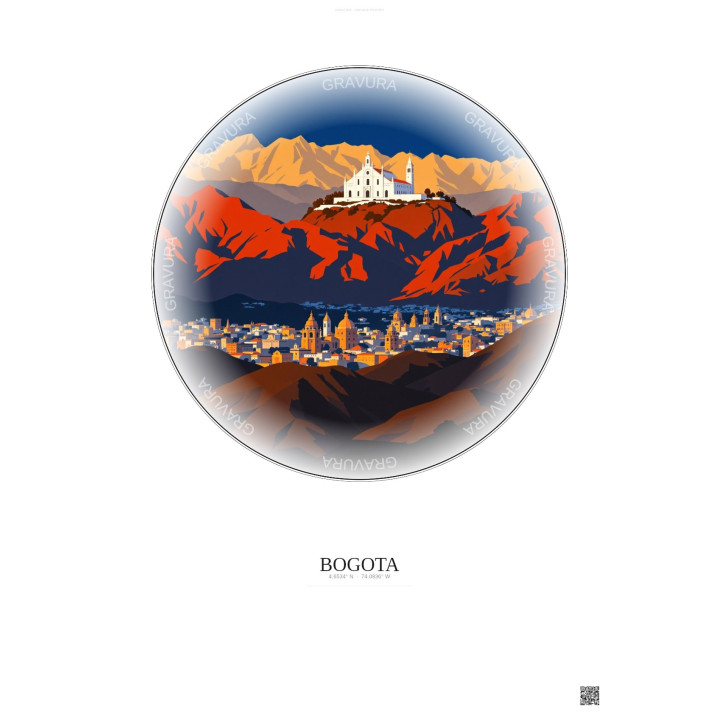 Bogota Vintage Travel Poster – Famous Viewpoint Of Bogota | Gravura – Light background