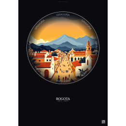 Bogota Vintage Travel Poster – Historic Old Town Of Bogota | Gravura – Dark background