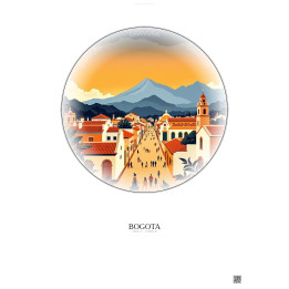 Bogota Vintage Travel Poster – Historic Old Town Of Bogota | Gravura – Light background