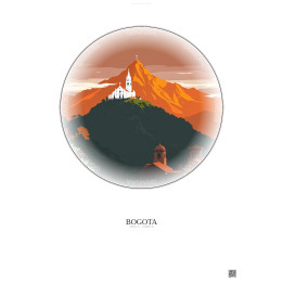Bogota Vintage Travel Poster – Most Iconic Landmark Of Bogota | Gravura – Light background