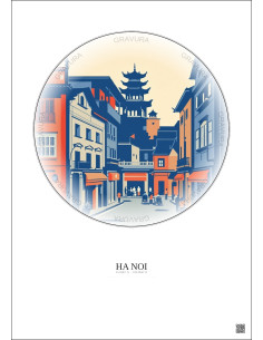 Ha Noi Vintage Travel Poster – Historic Old Town Of Ha Noi | Gravura – Light background 2