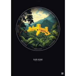 San Jose Vintage Travel Poster – National Museum Of Costa Rica | Gravura – Dark background
