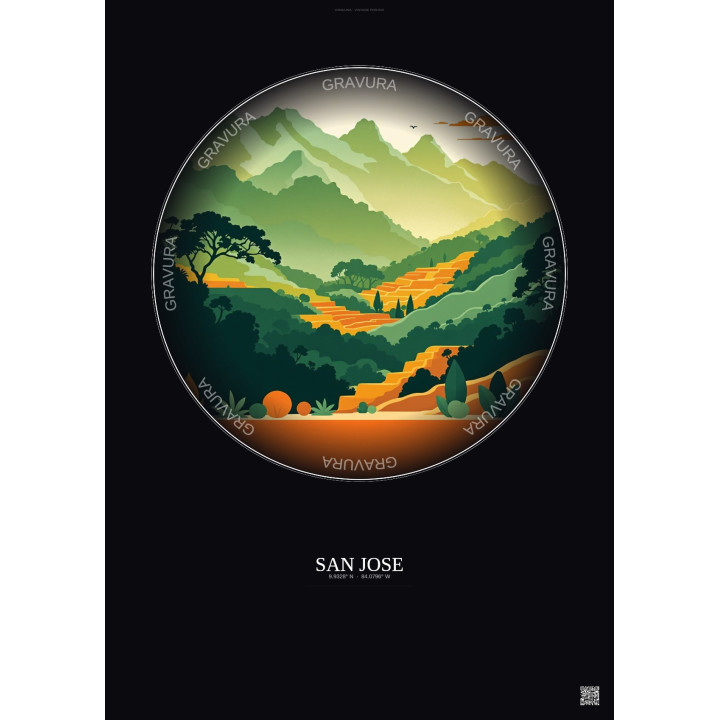 San Jose Vintage Travel Poster – San Jose | Gravura – Dark background