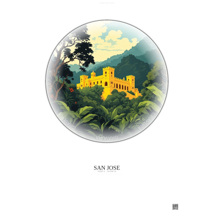 San Jose Vintage Travel Poster – National Museum Of Costa Rica | Gravura – Light background
