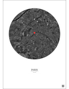 Paris - Custom Satellite View 10 km · B&W · Light background 2