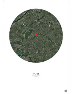 Paris - Custom Satellite View 10 km · Color · Light background 2