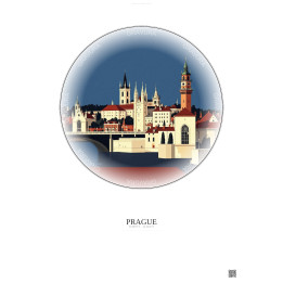 Affiche Prague – Poster illustration vintage – Famous Viewpoint Of Prague | Gravura – Fond clair