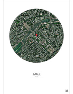 Paris - Custom Satellite View 1 km · Color · Light background 2