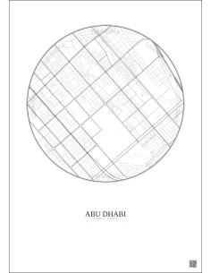 Abu Dhabi City Map Poster 2.5km | Gravura – Light background