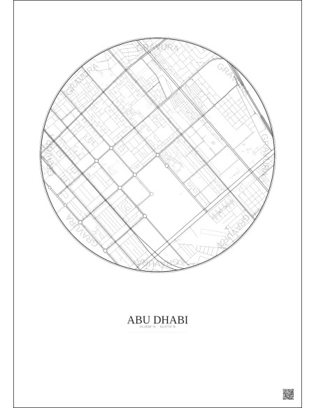 Affiche Abu Dhabi – Poster carte de ville 2.5km | Gravura – Fond clair