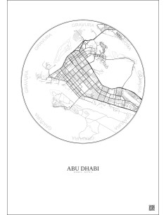 Affiche Abu Dhabi – Poster carte de ville 10km | Gravura – Fond clair 2