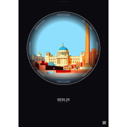 Affiche Berlin – Poster illustration vintage – Famous Viewpoint Of Berlin | Gravura – Fond foncé