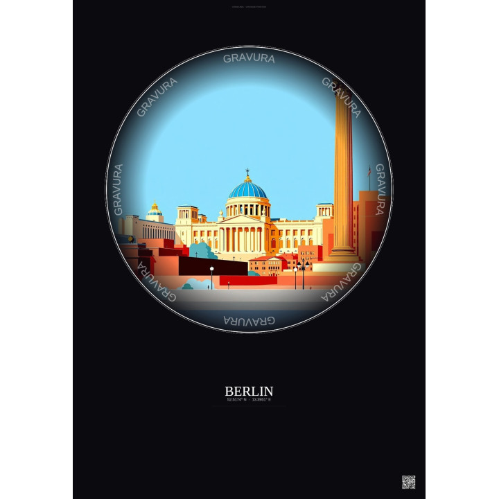 Affiche Berlin – Poster illustration vintage – Famous Viewpoint Of Berlin | Gravura – Fond foncé