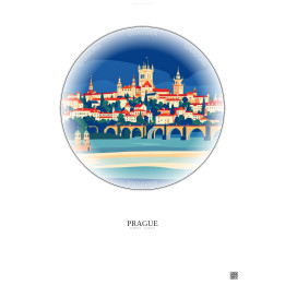 Affiche Prague – Poster illustration vintage – Most Iconic Landmark Of Prague | Gravura – Fond clair