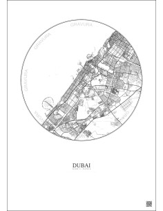 Dubai City Map Poster 25km | Gravura – Light background