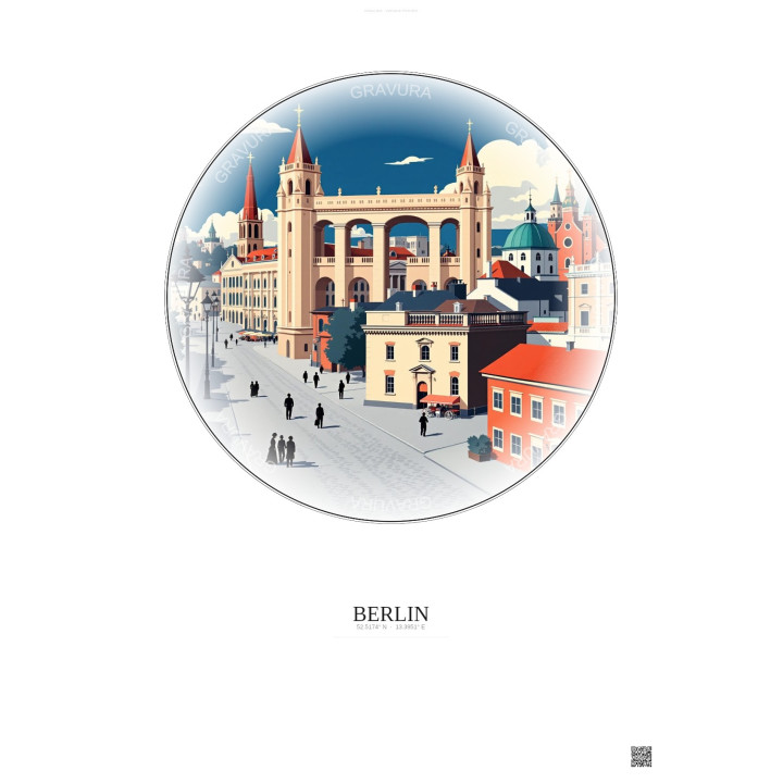 Berlin Vintage Travel Poster – Historic Old Town Of Berlin | Gravura – Light background